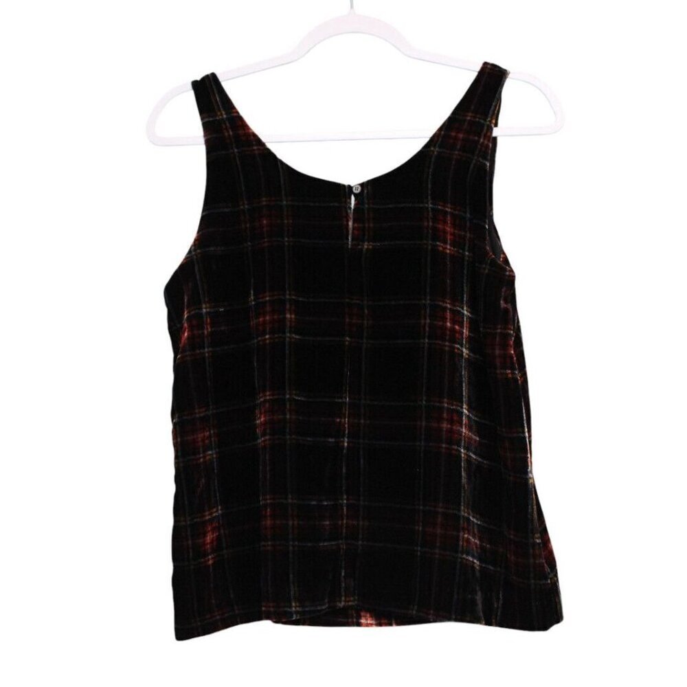 J Crew Sleeveless Blouse Size 2 Tank Top Plaid Velvet Dark Academia Preppy Lined - Picture 6 of 10